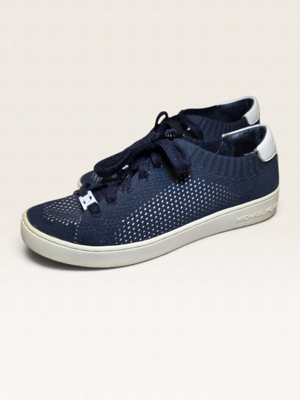 Michael Kors Navy Blue Stretch Knit Low Top Sneakers Size 5.5M
